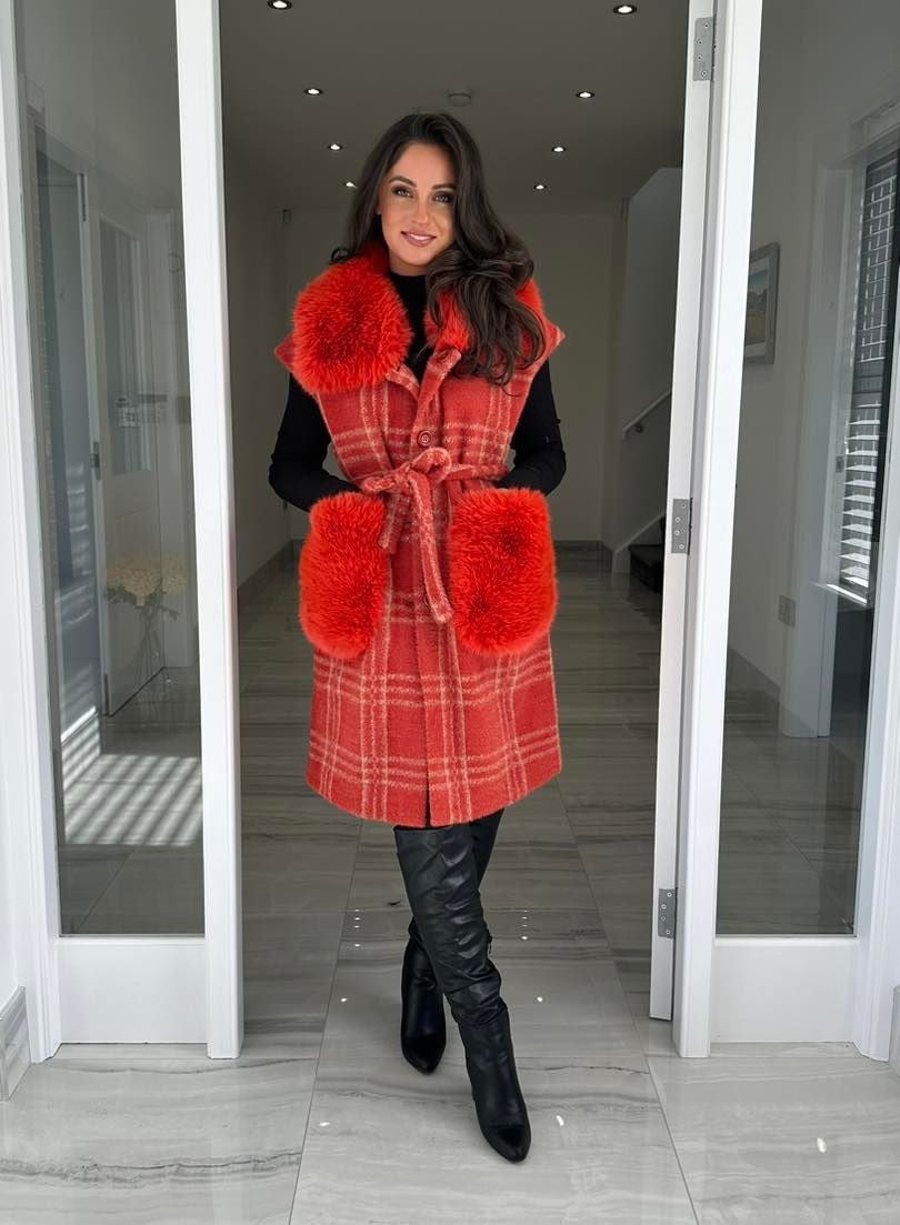 Burnt Orange Wool & Faux Fur Reversible Gilet – Rosies Closet