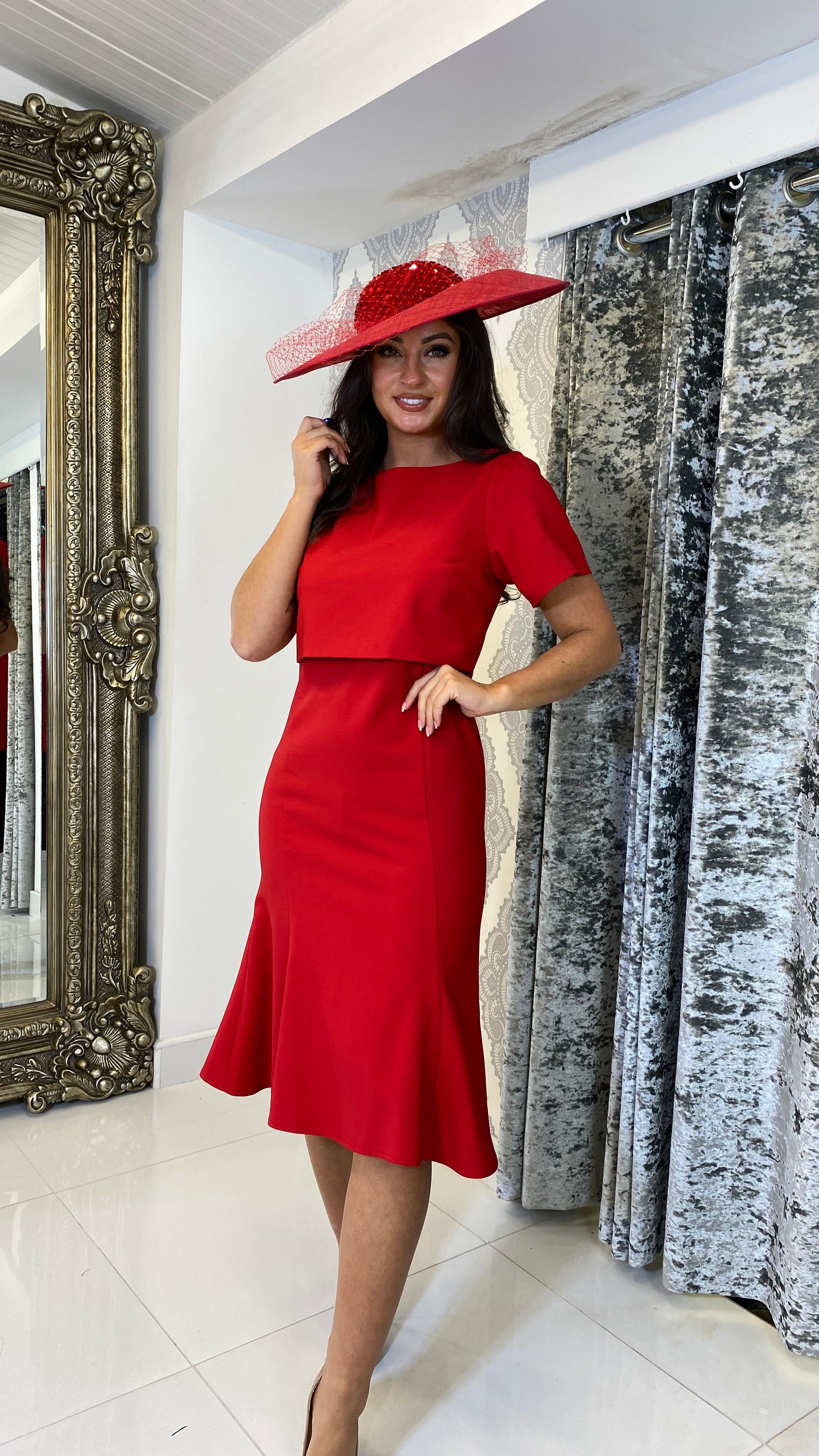 Cape Style Short Sleeves Midi Cocktail Dress Rosies Closet