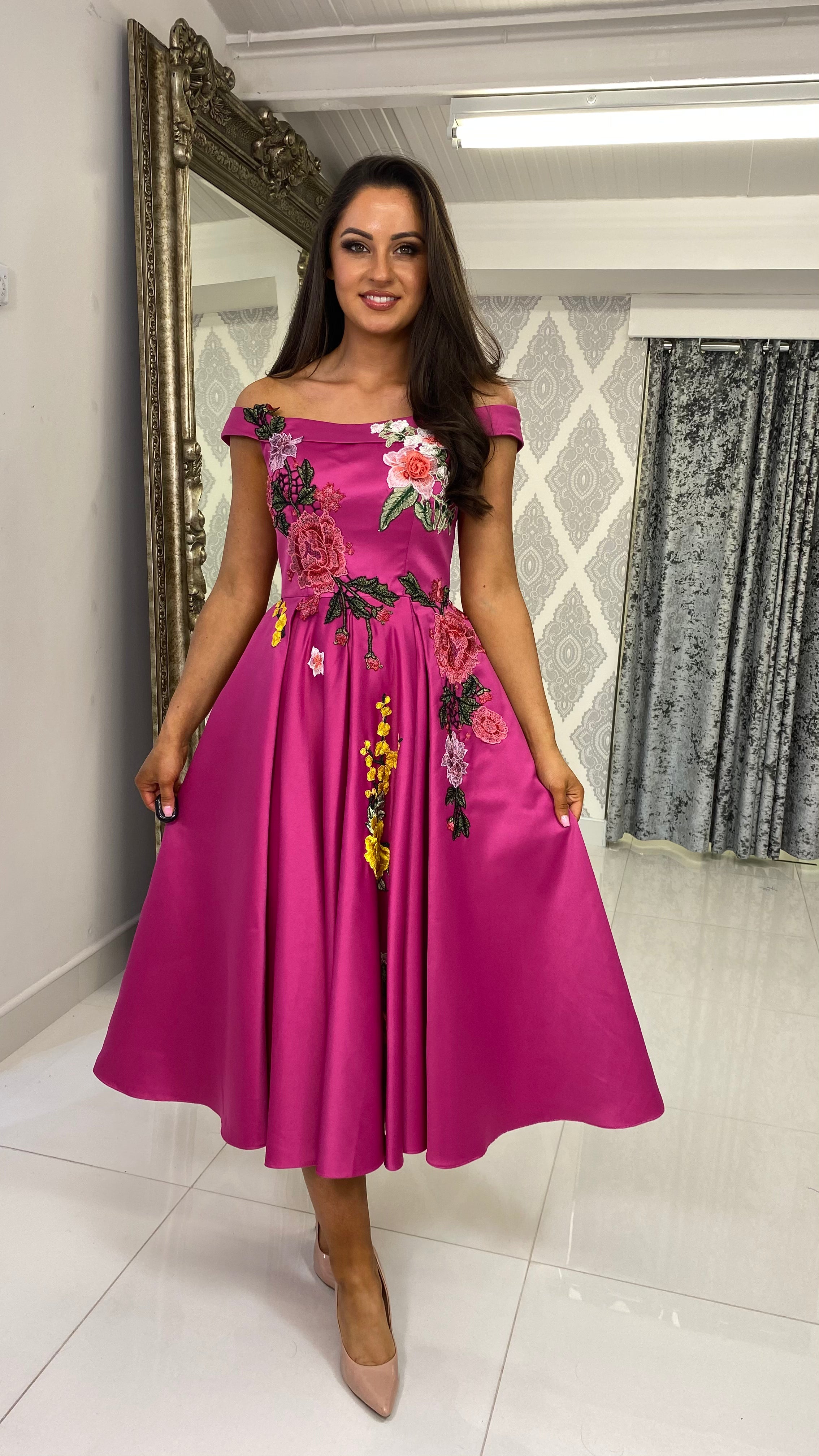 Pink Floral Skater Dress Rosies Closet