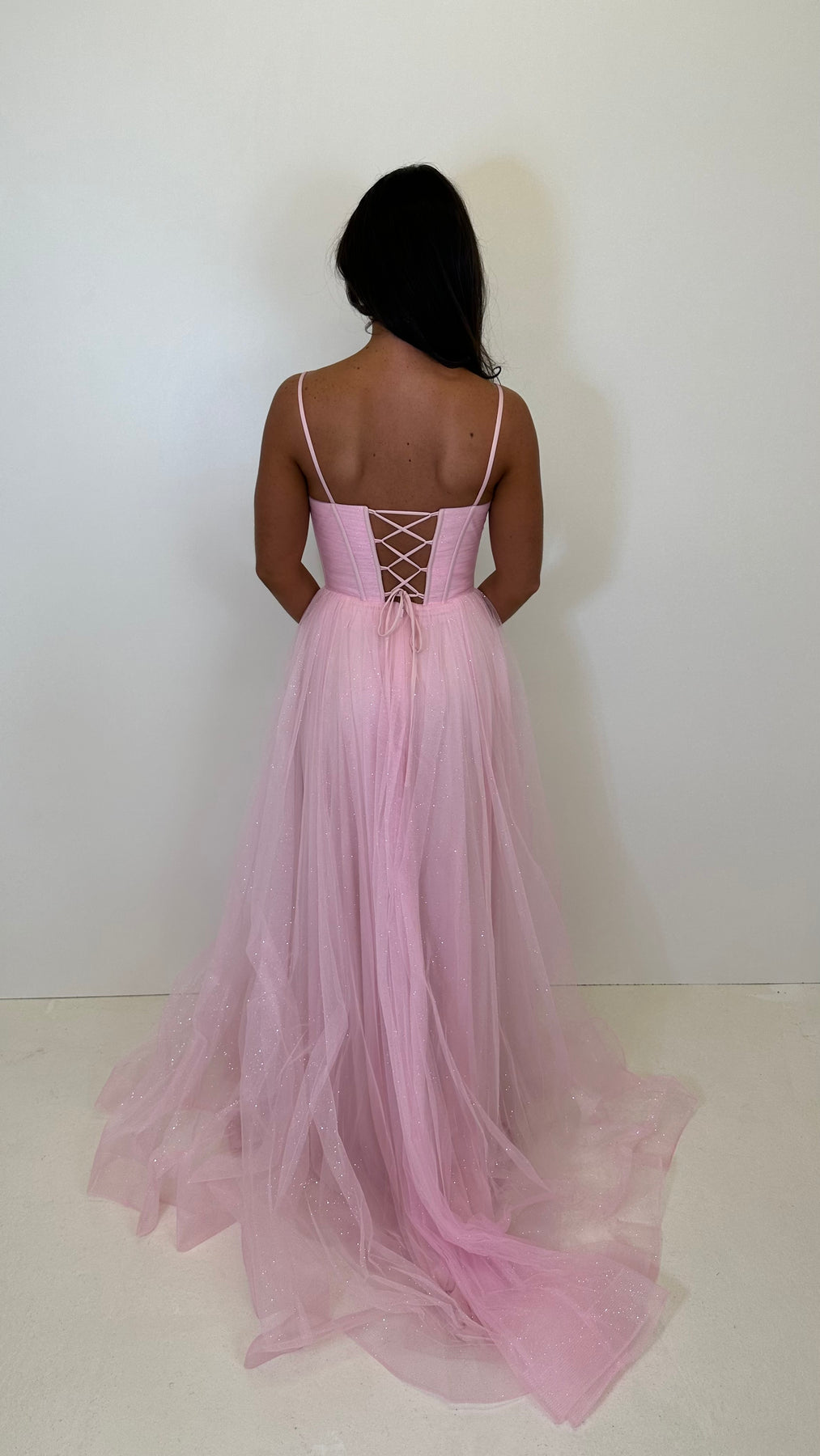 Baby Pink Glitter Corset Back Ball Gown Prom Dress – Rosies Closet