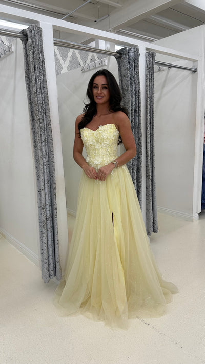 Lemon Flower Detail Bodice A-line Skirt