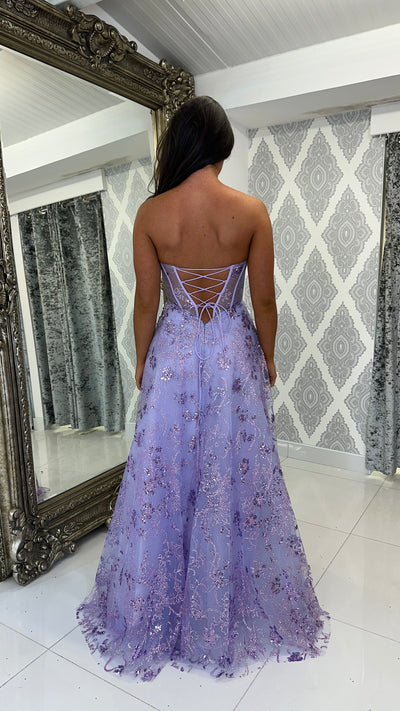 Lilac Strapless Corset Ball Gown