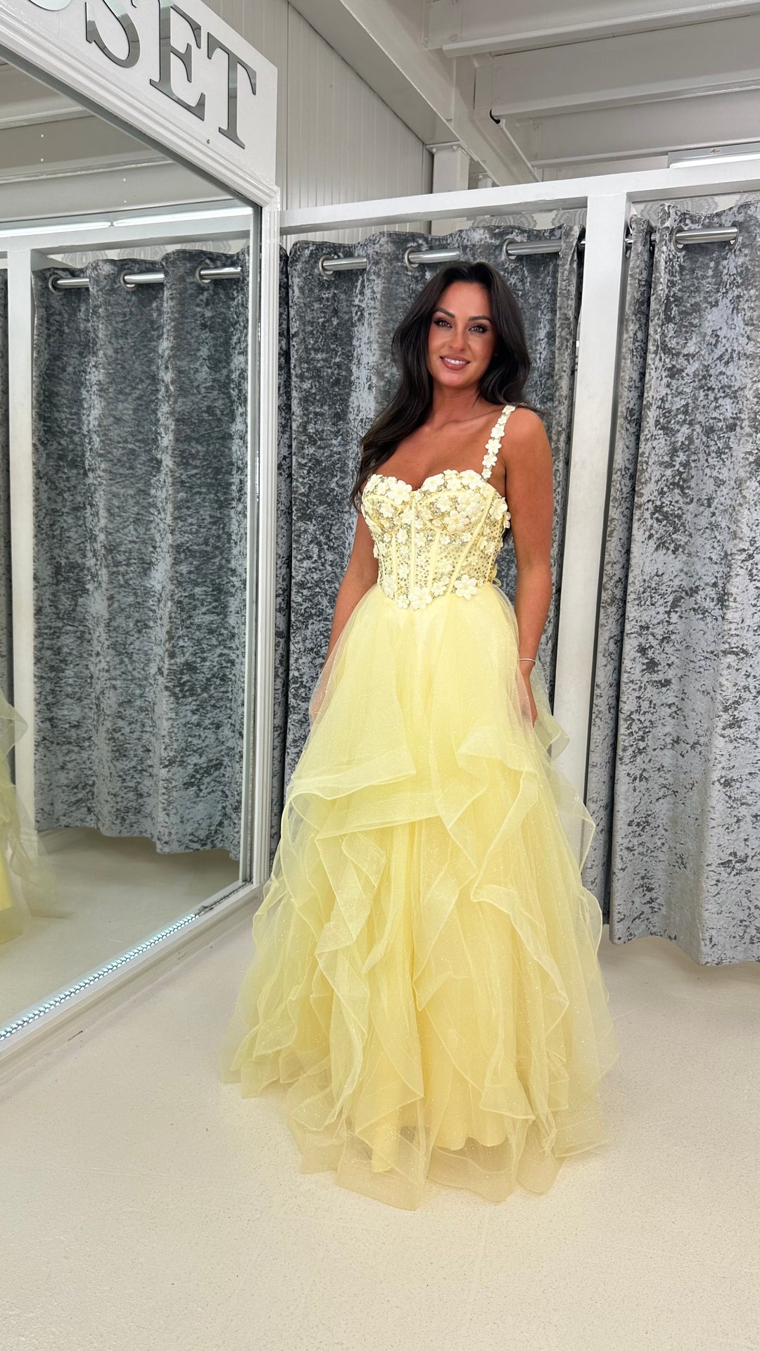 flower corset prom dress Alyce Paris 61752 High Slit Floral Corset Dress