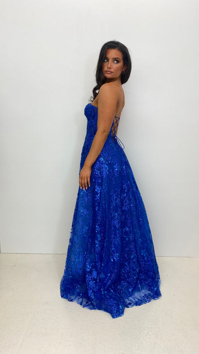 Royal Blue Strapless Corset Ball Gown