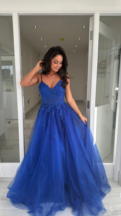 Cobalt Blue Ball Gown Prom Dress