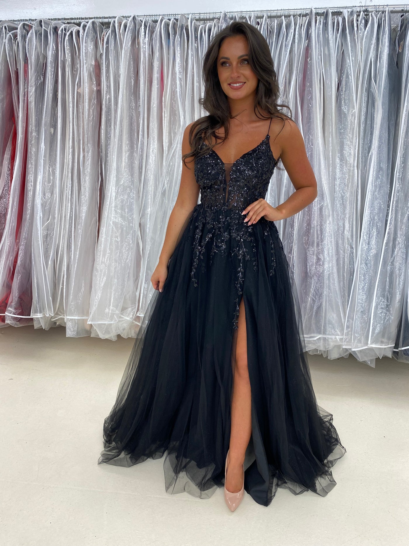 Black Sparkle Corset Back Ball Gown Rosies Closet Black Sparkle Corset Back Ball Gown Rosies Closet