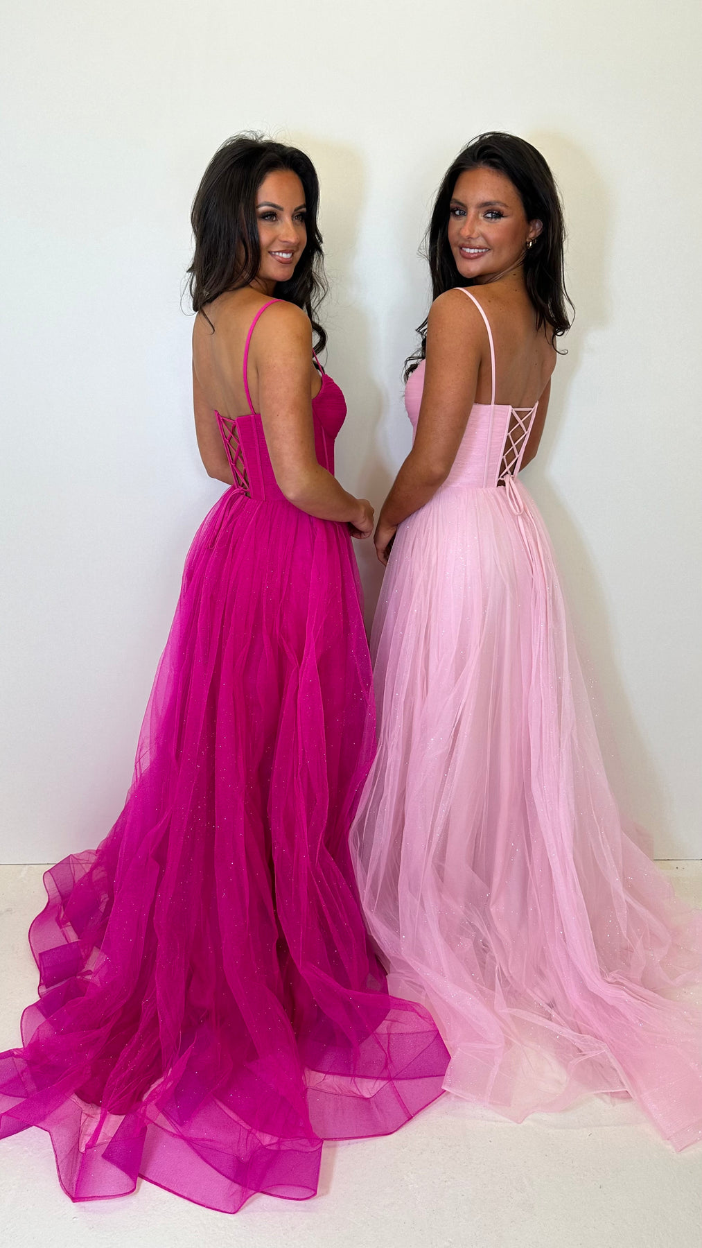 Hot Pink Glitter Corset Back Ball Gown Prom Dress – Rosies Closet