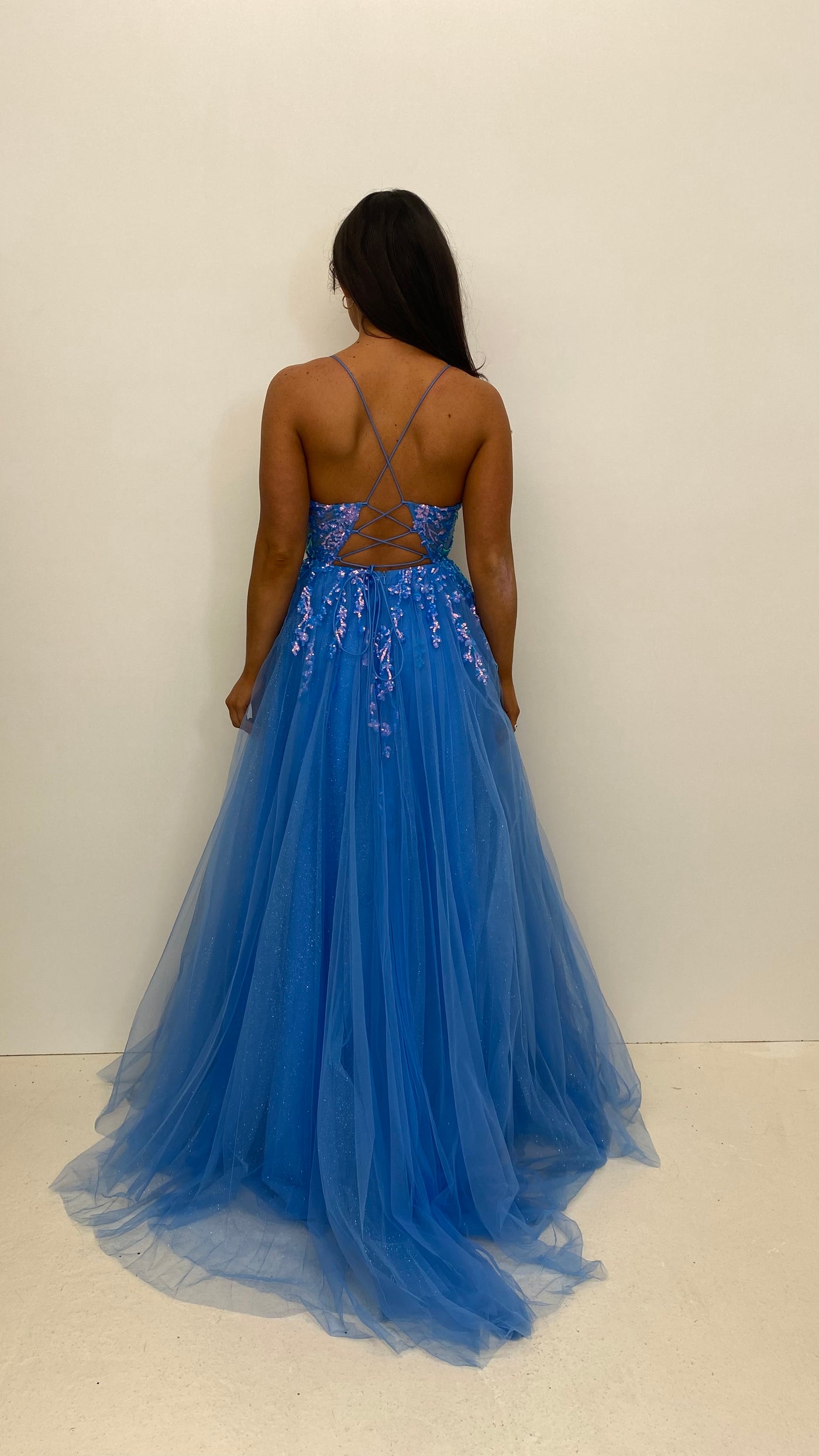 Powder Blue Sparkle Corset Ball Gown