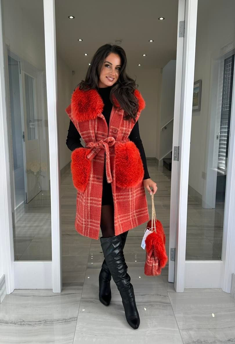 Burnt Orange Wool & Faux Fur Reversible Gilet – Rosies Closet