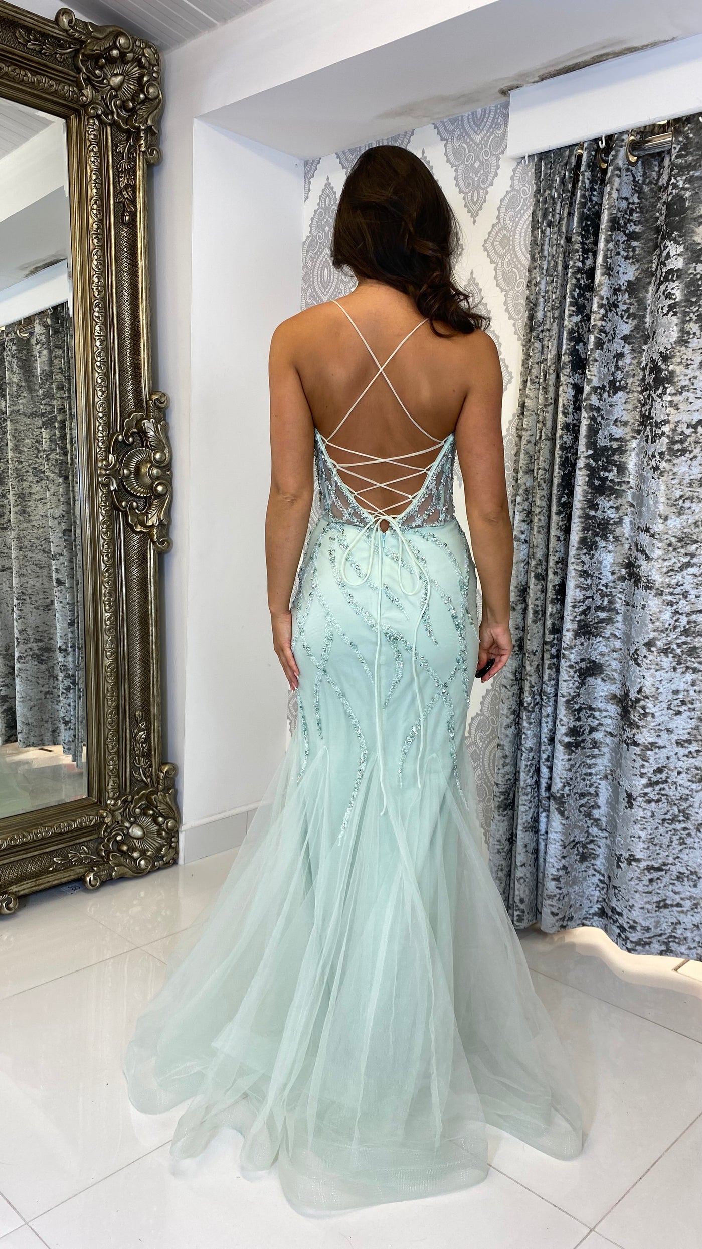 Sage Green Corset Fishtail Full Length Gown Rosies Closet Sage Green Corset Fishtail Full Length Gown Rosies Closet