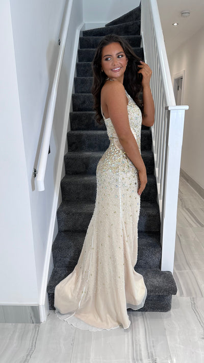 Ivory Jewelled Gracie Prom Dress