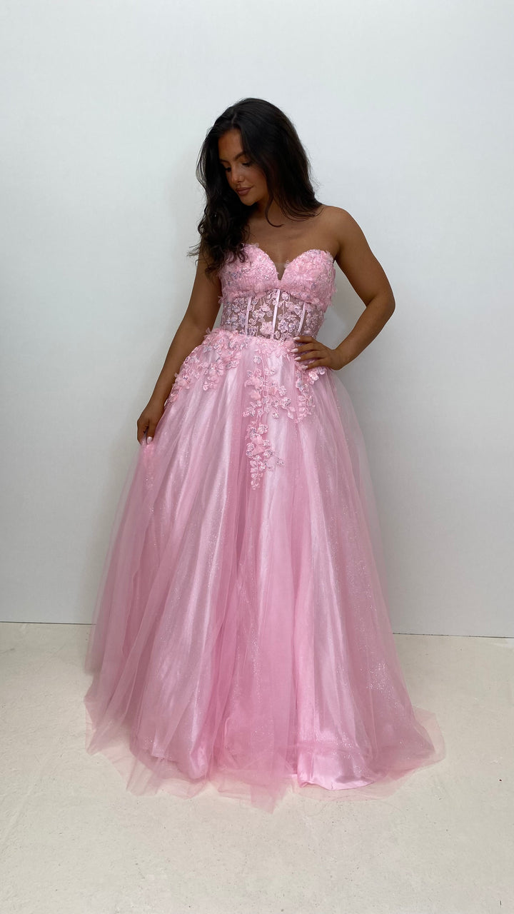 Pink strapless ball gown online
