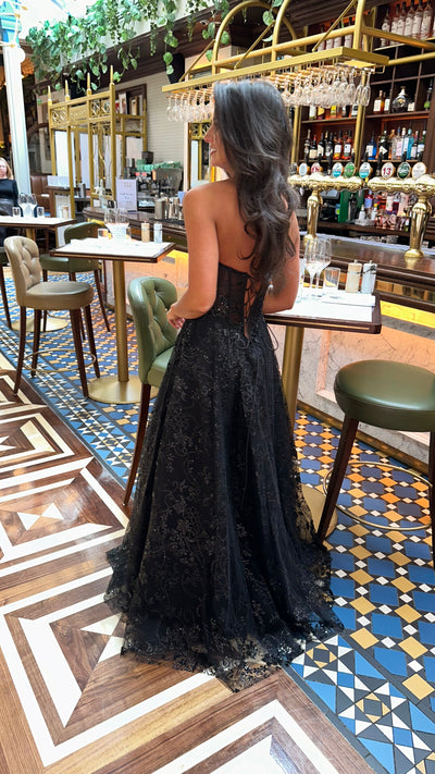 Black Strapless Corset Ball Gown