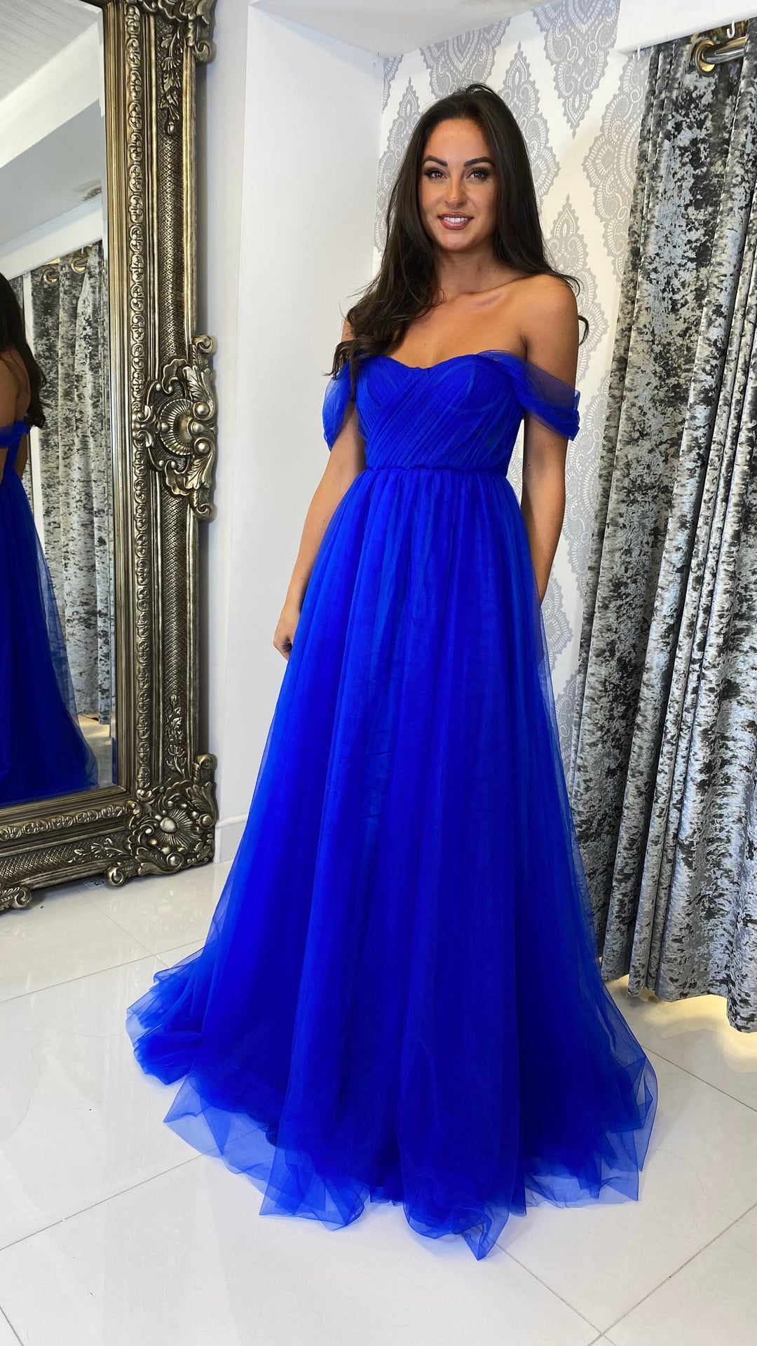 Royal Blue Bardot Ball Gown – Rosies Closet