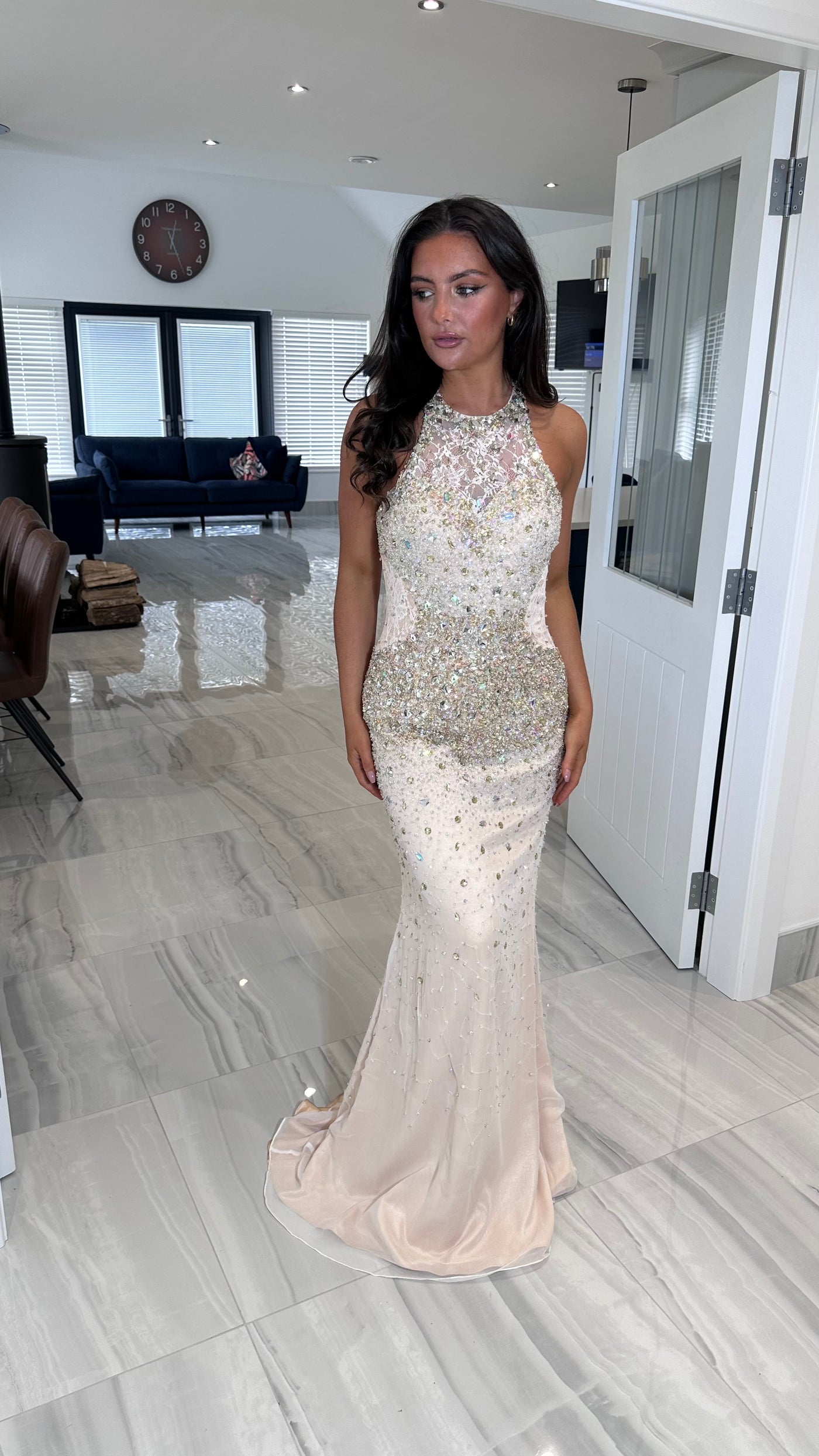 Ivory Jewelled Gracie Prom Dress