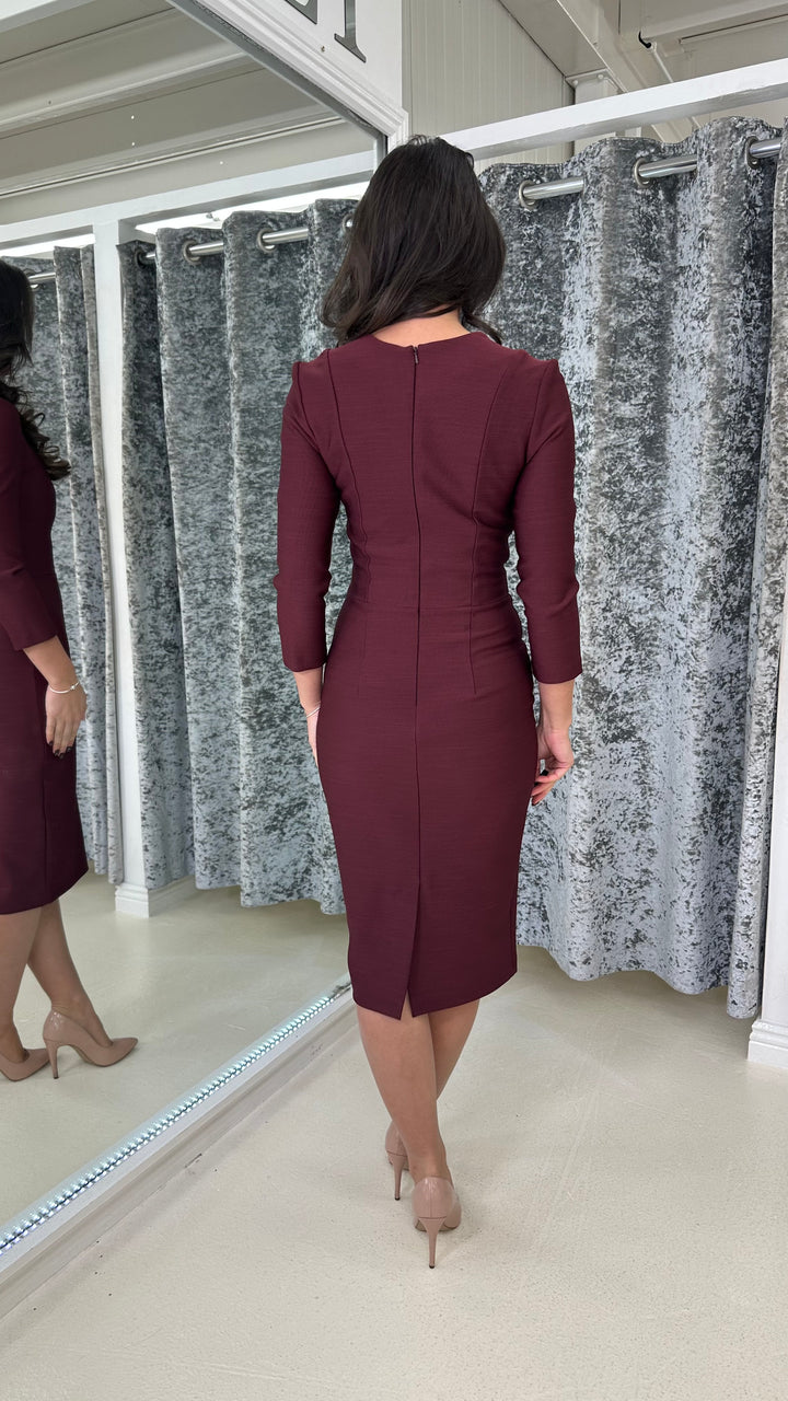 Burgundy Straight Neck Midi Dress Rosies Closet Burgundy Straight Neck Midi Dress Rosies Closet