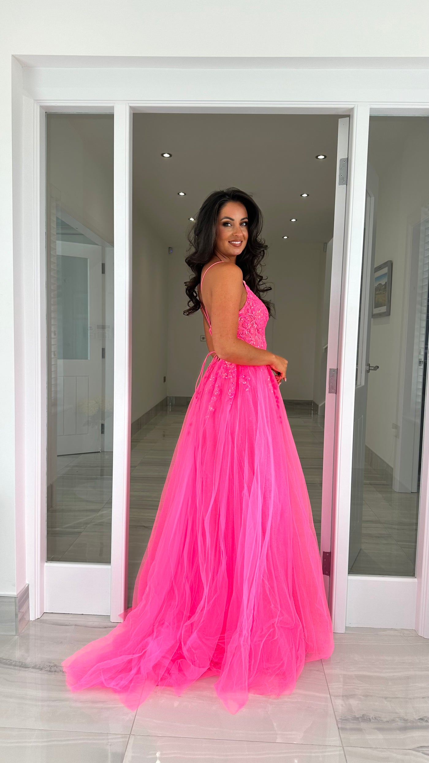 Hot Pink Glitter Corset Ball Gown – Rosies Closet