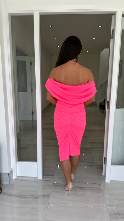 Bright Pink Draped Shoulder