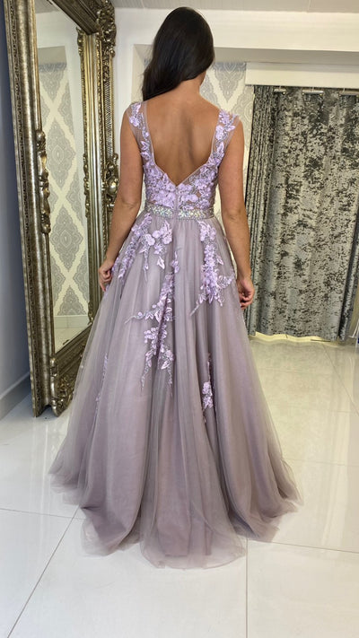 Lavender Lace Style Ball Gown