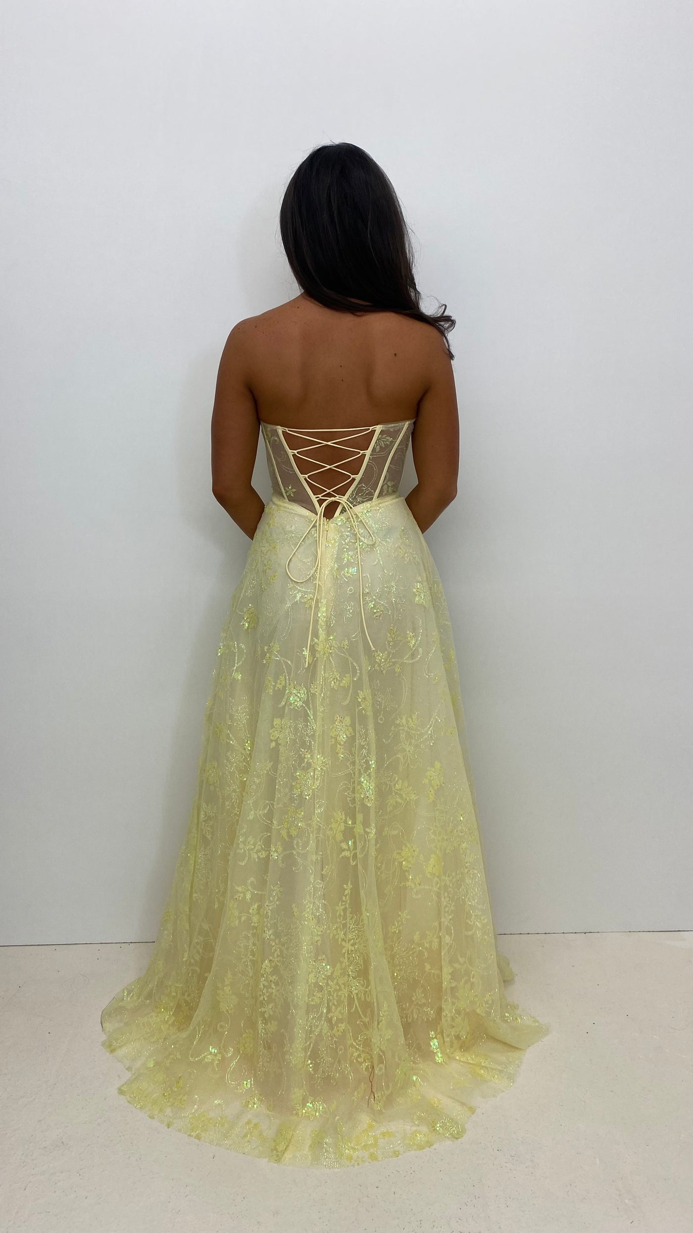 Lemon Strapless Corset Ball Gown