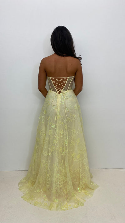 Lemon Strapless Corset Ball Gown