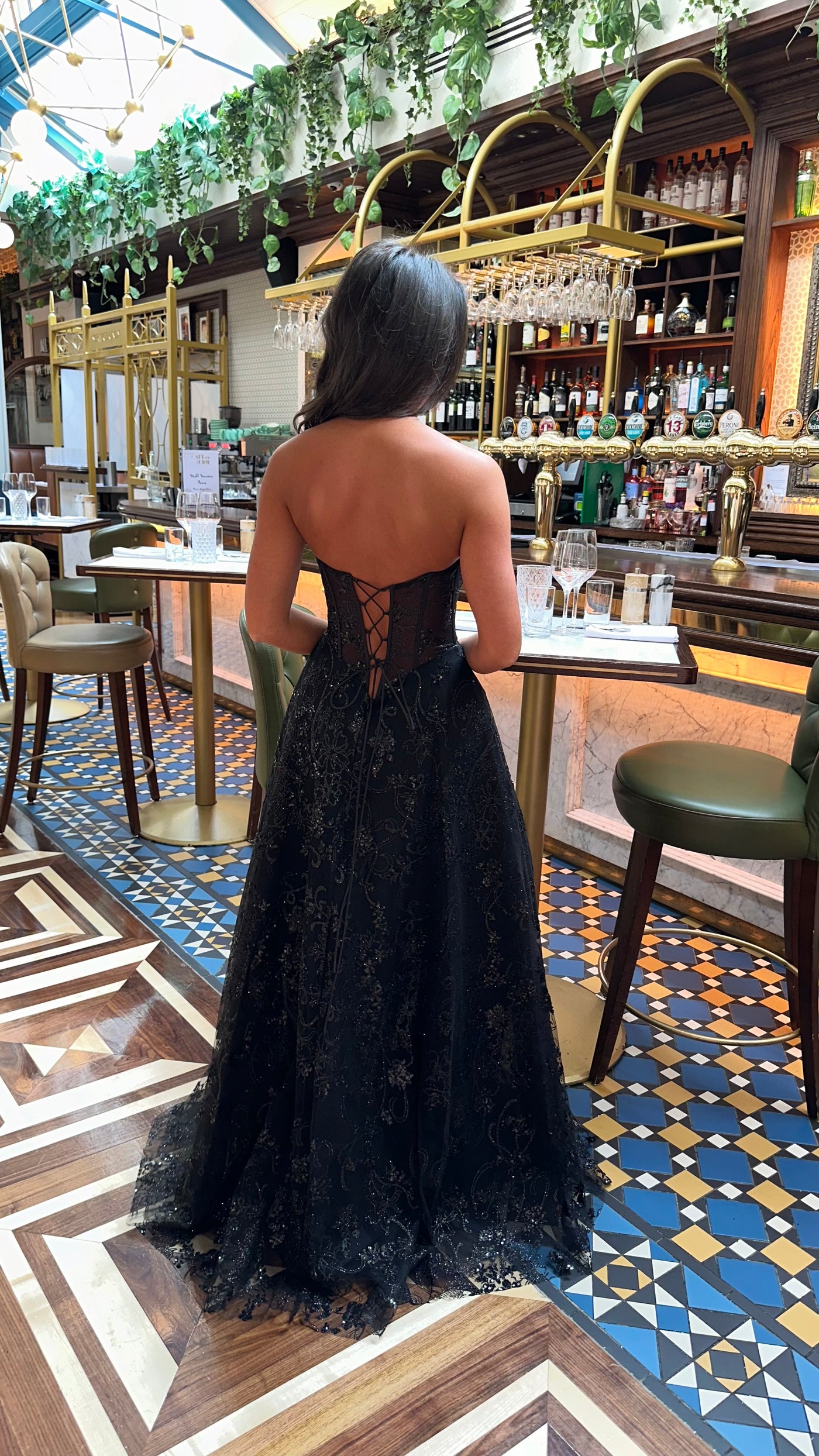 Black Strapless Corset Ball Gown