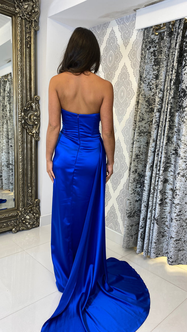 Royal Blue Ruched Strapless Full Length Gown Rosies Closet Royal Blue Ruched Strapless Full Length Gown Rosies Closet