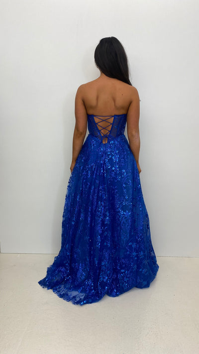 Royal Blue Strapless Corset Ball Gown
