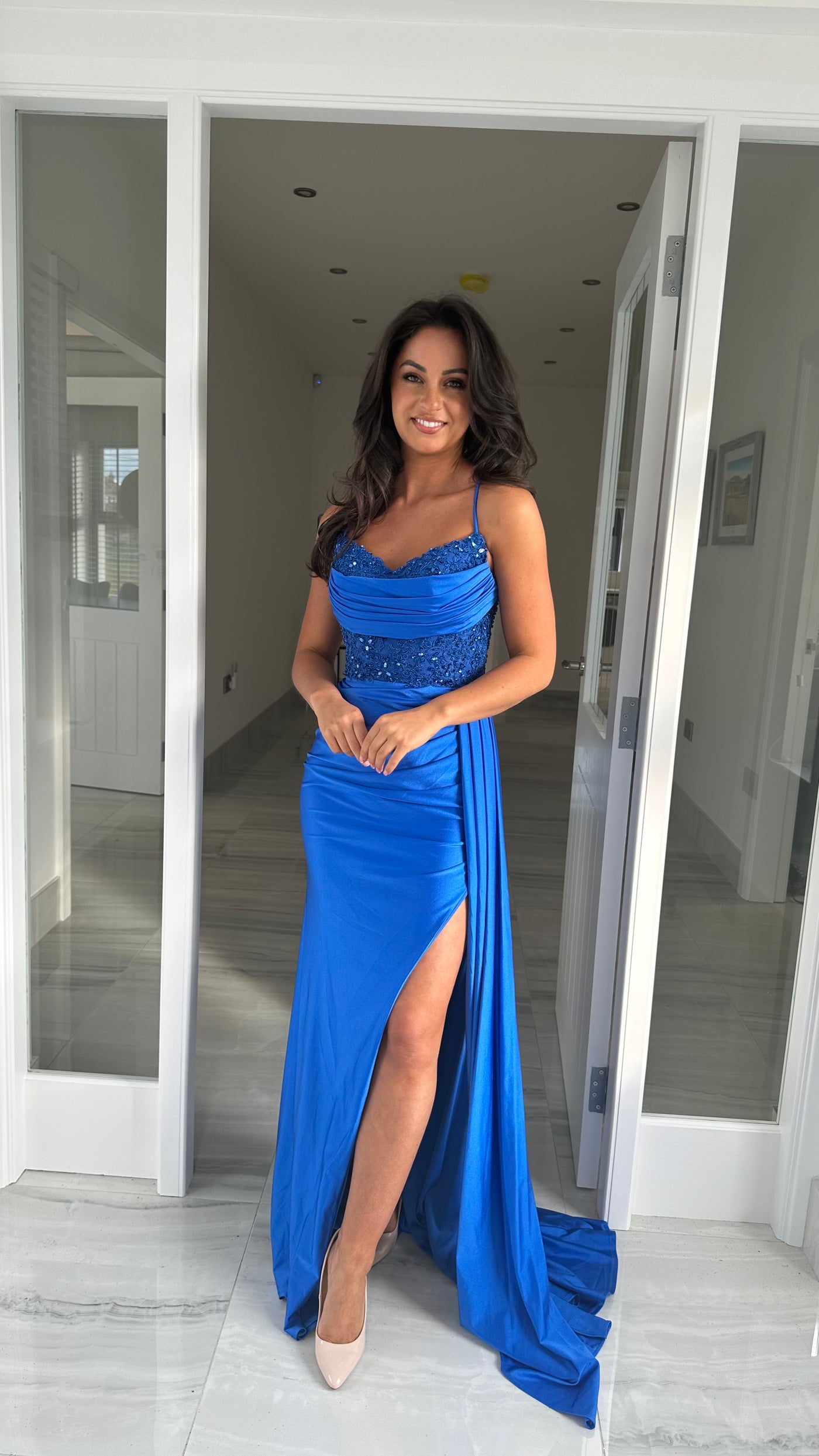 Cobalt Blue Full Length Tie Back Gown Rosies Closet Cobalt Blue Full Length Tie Back Gown Rosies Closet