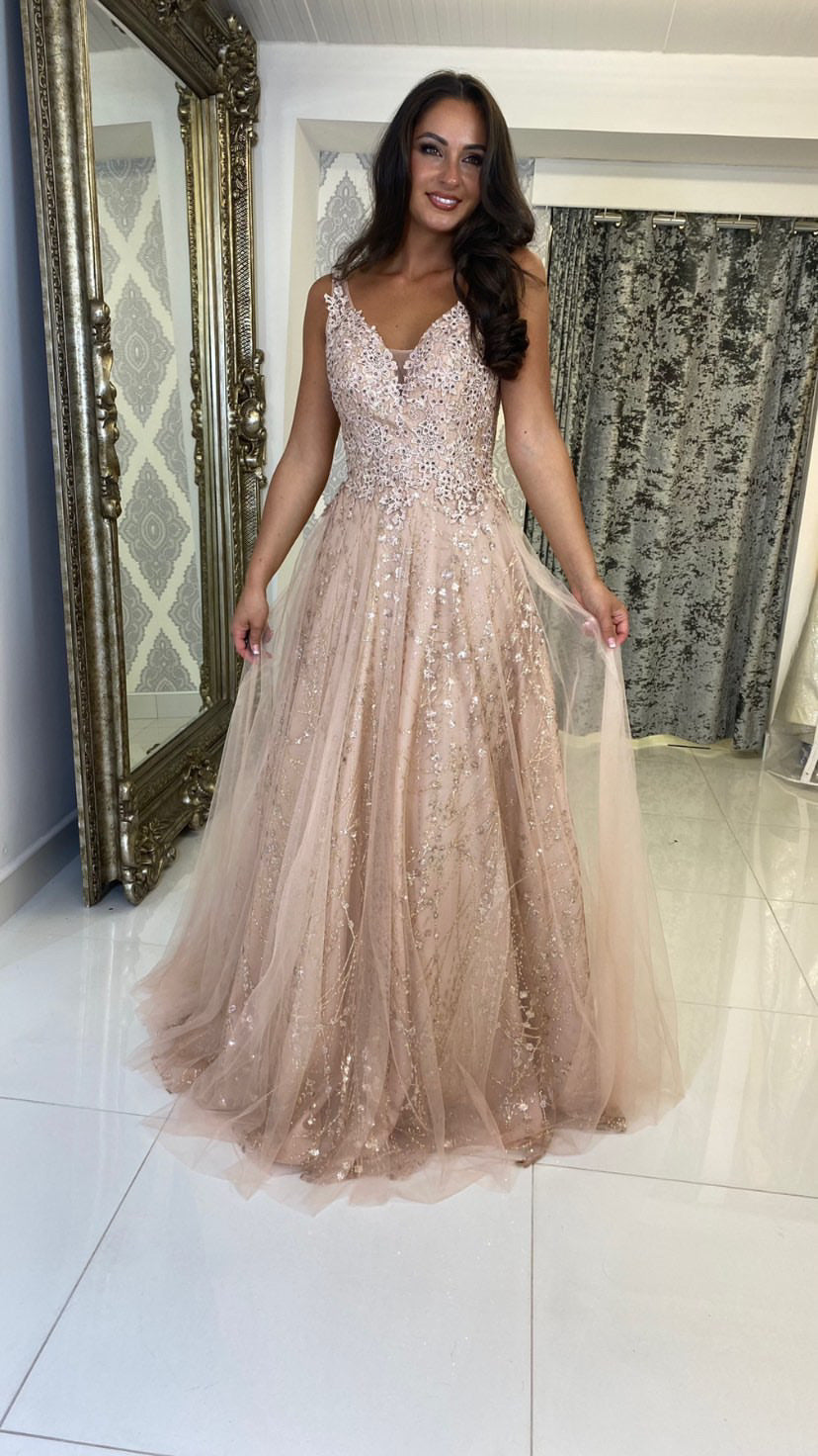 Rose Gold Ball Gown Prom Dress