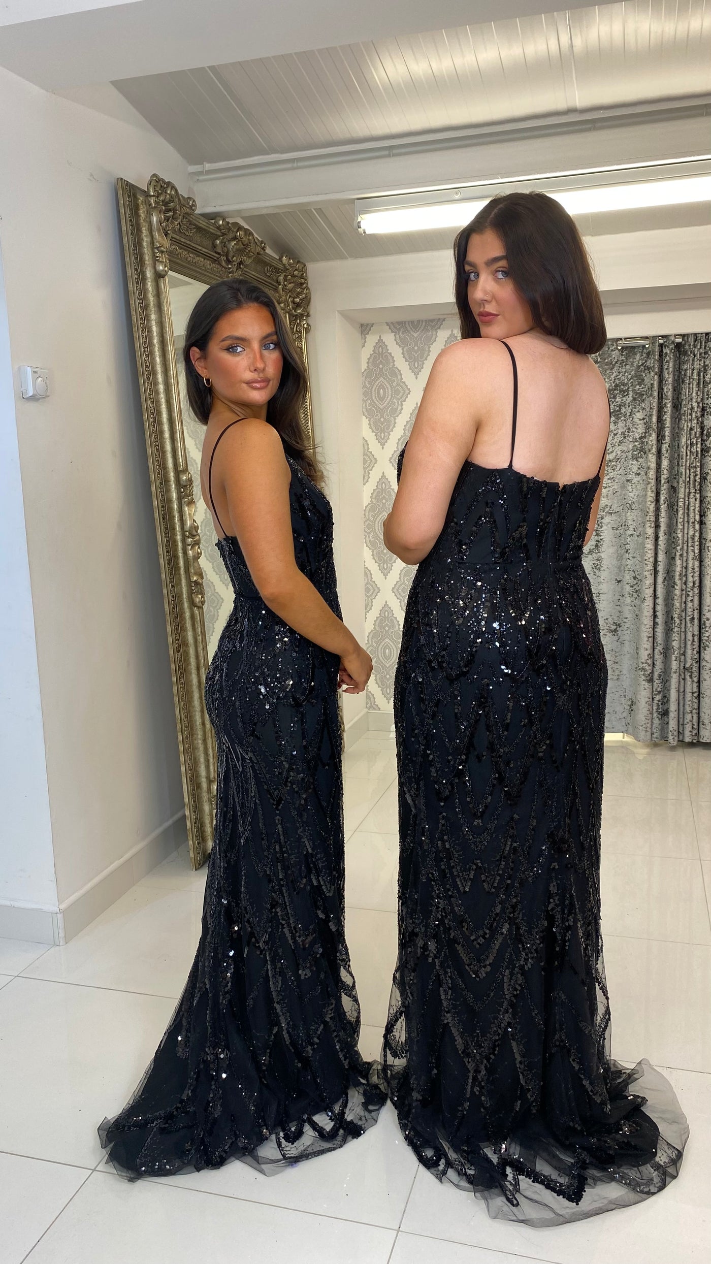 Black Sequin Prom Dress