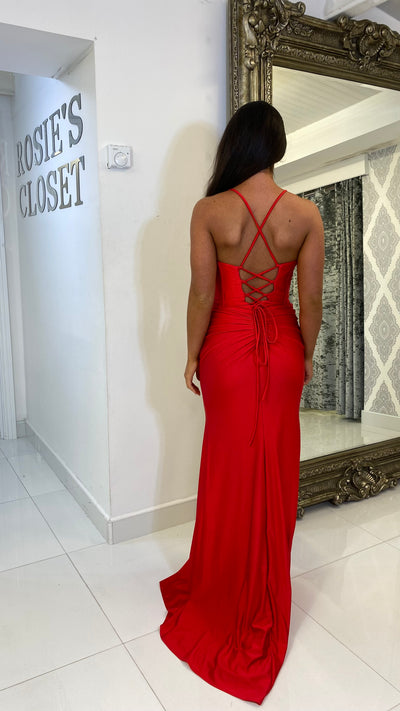Red Corset Style Full Length Gown