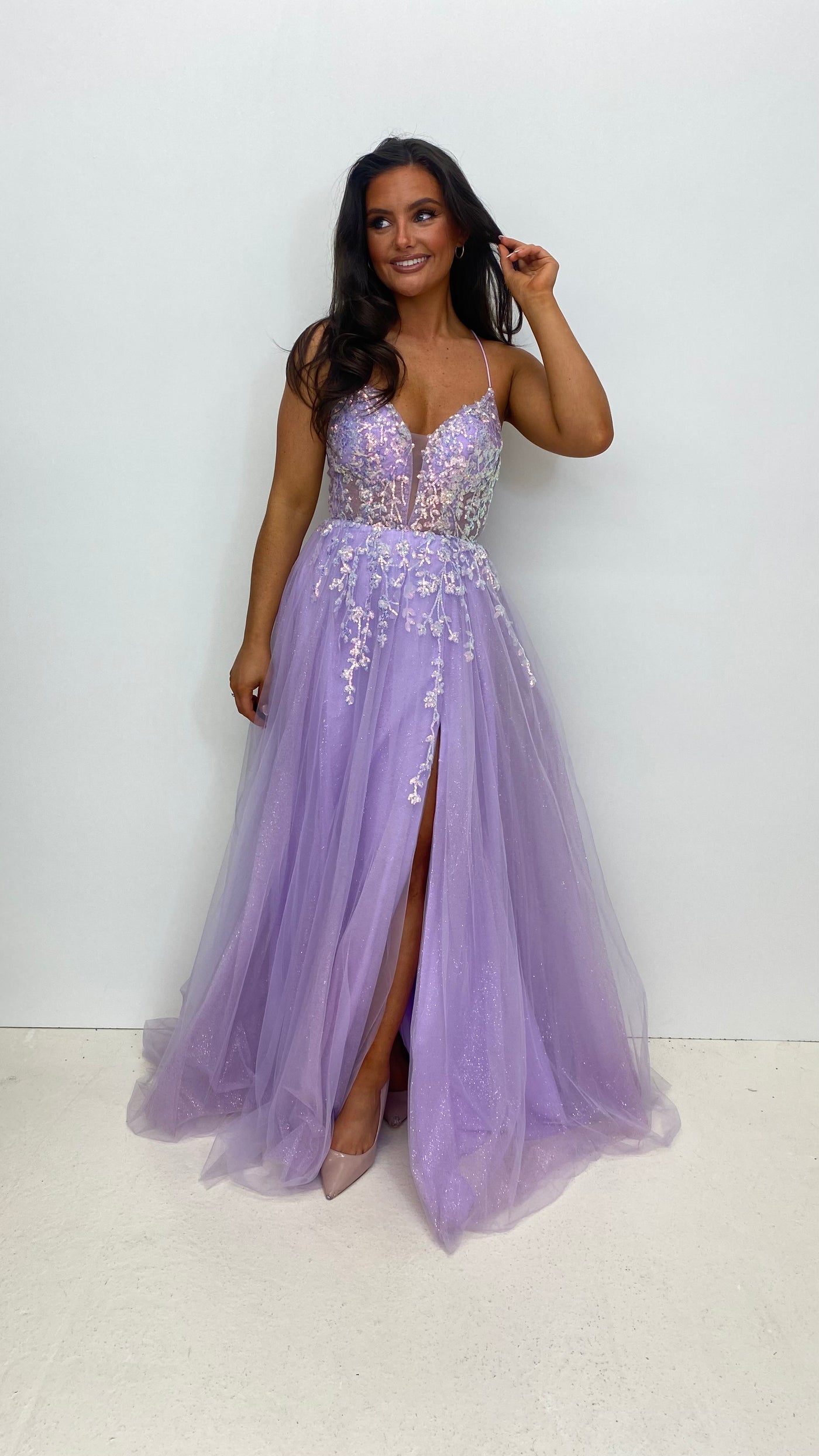 Lilac Sparkle Corset Ball Gown