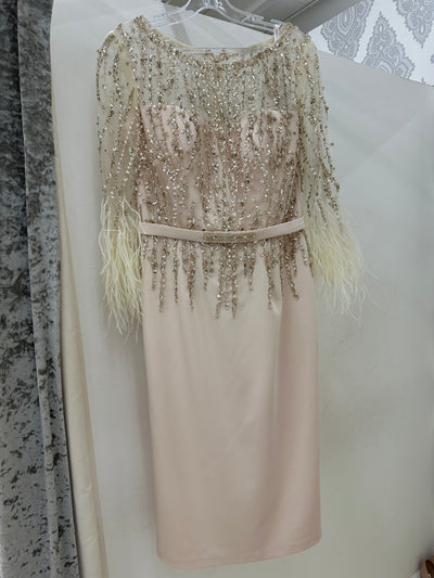 Light Champagne Jewel Feather Dress
