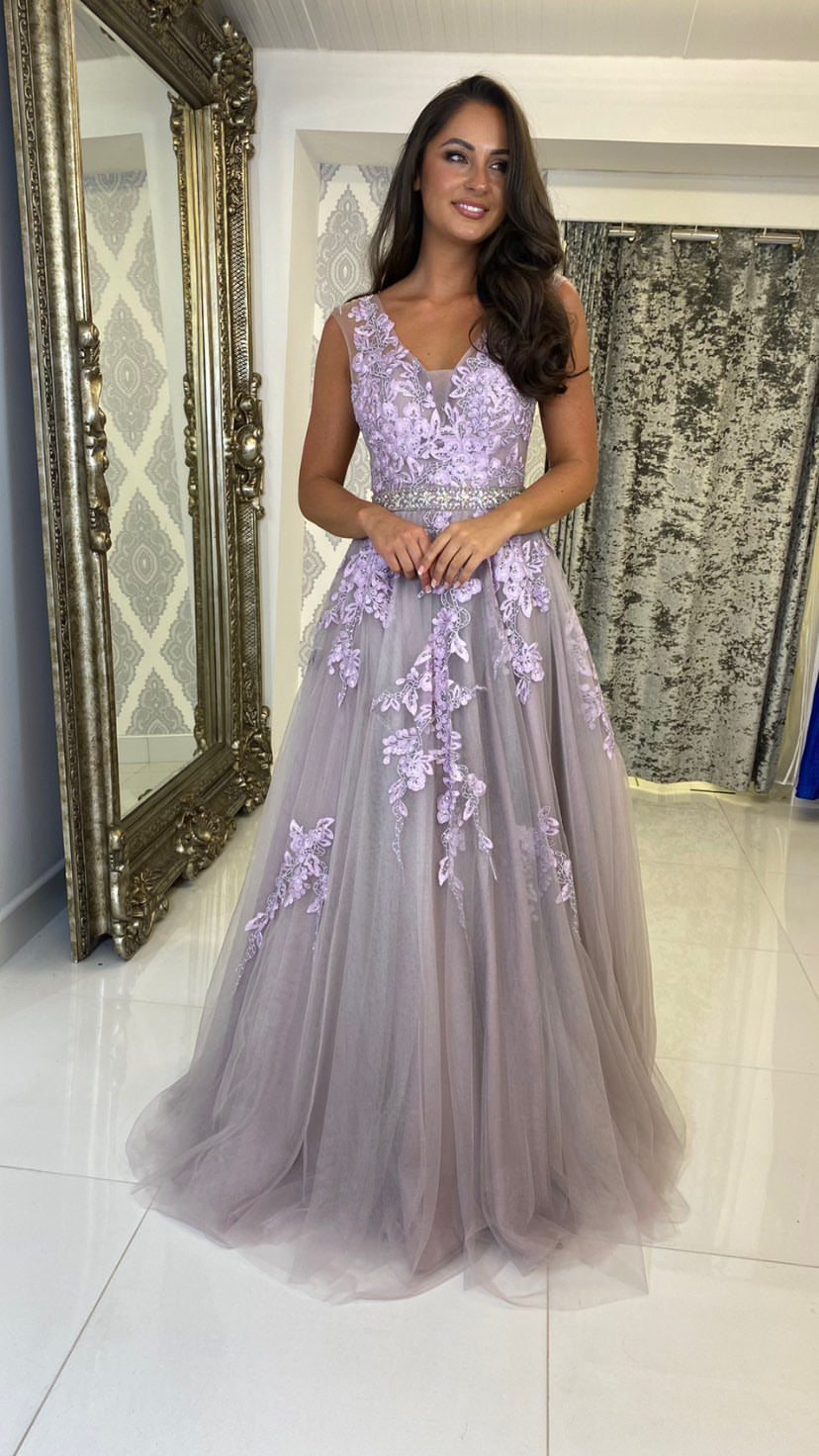 Lavender Lace Style Ball Gown