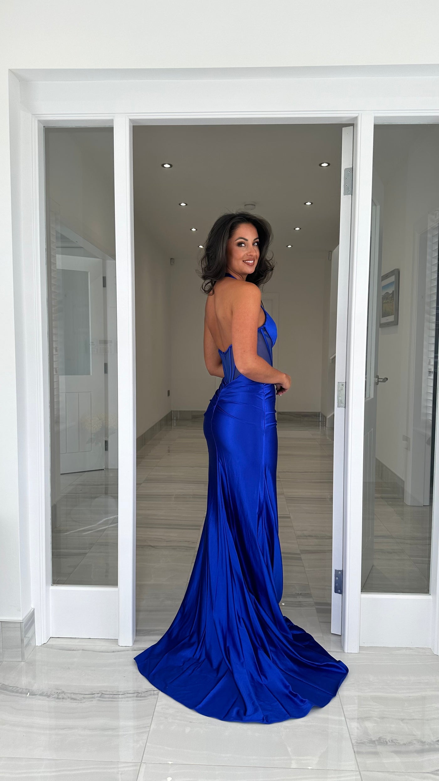 Pink Pre Debs Dresses Royal Blue Mesh Corset Satin Halterneck Prom Dress Rosies Closet Pink Pre Debs Dresses Royal Blue Mesh Corset Satin Halterneck Prom Dress Rosies Closet
