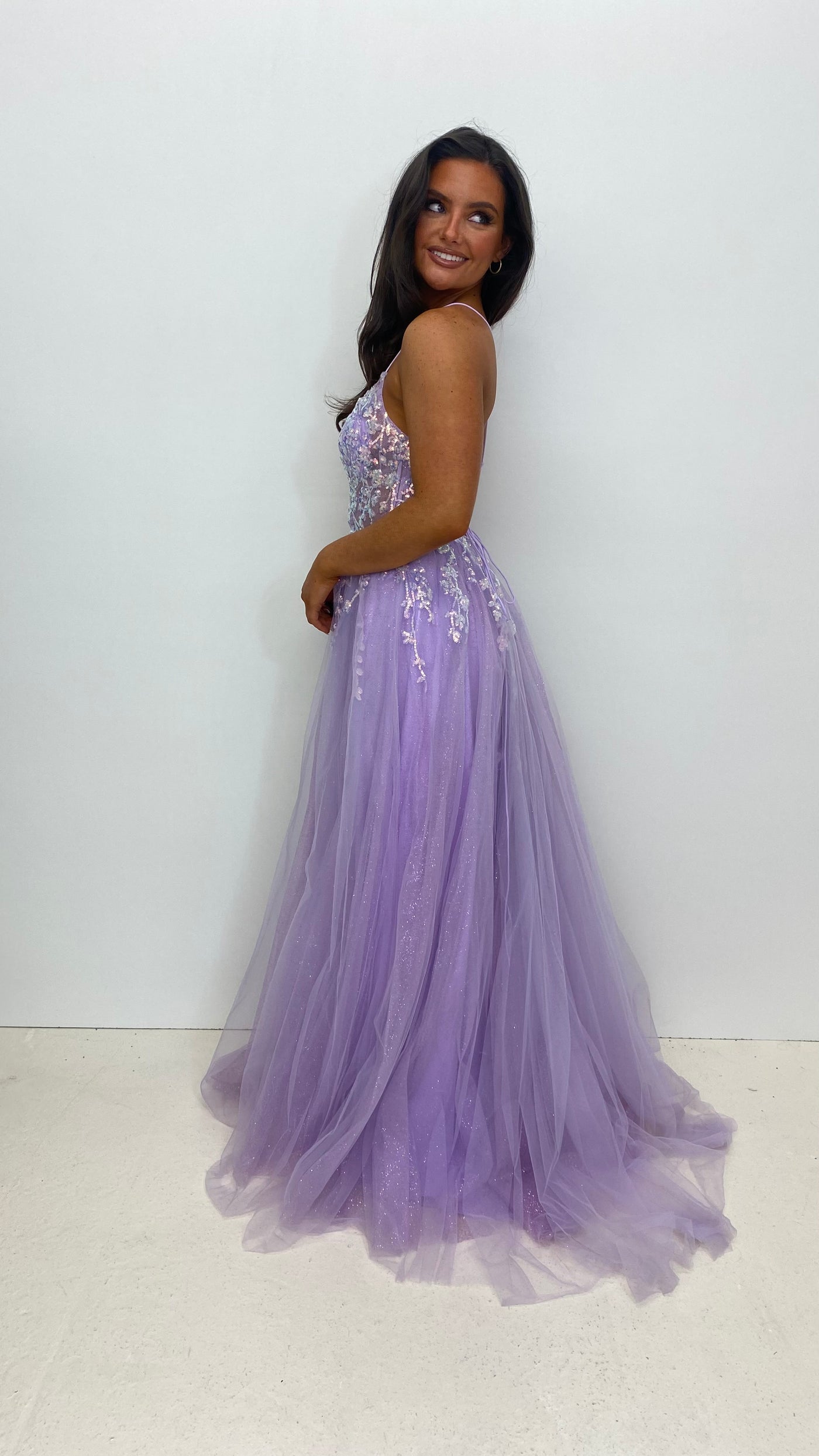 Lilac Sparkle Corset Ball Gown