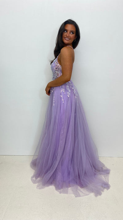 Lilac Sparkle Corset Ball Gown