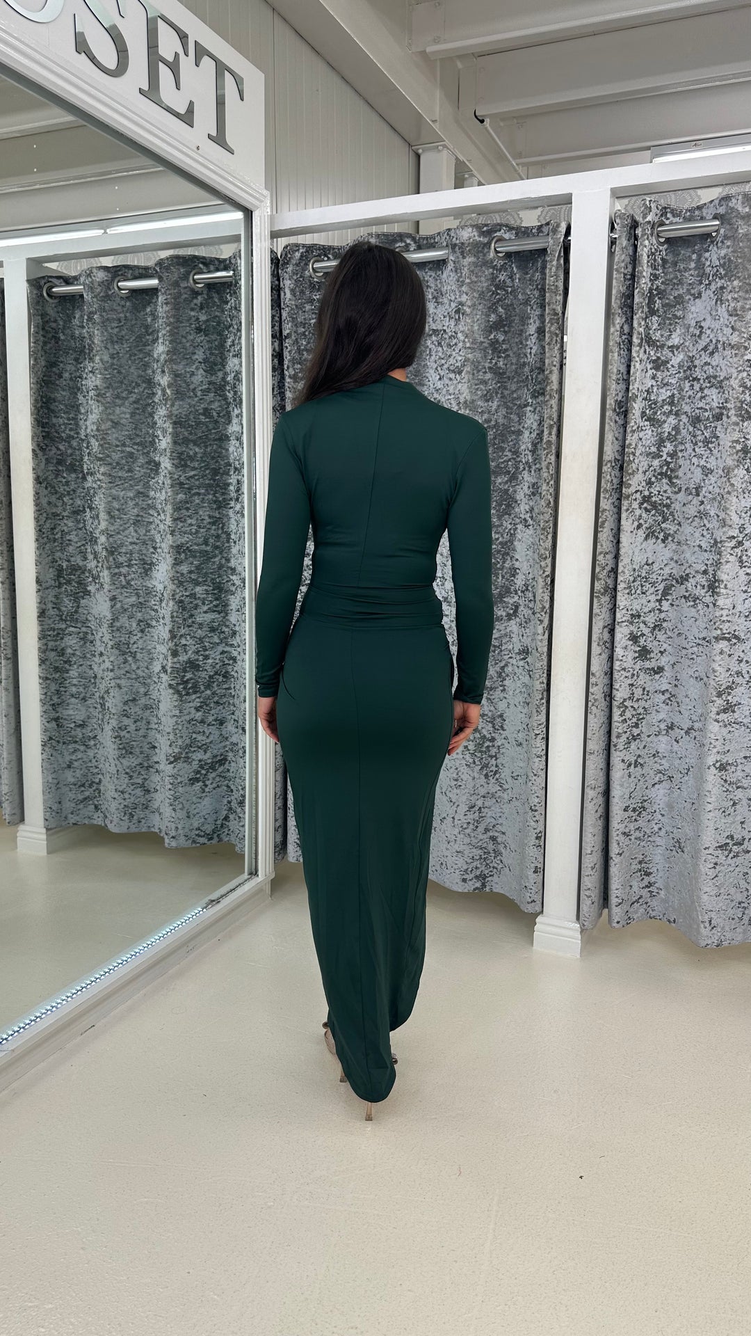 Forest Green Long Sleeve Midi Wrap Dress – Rosies Closet
