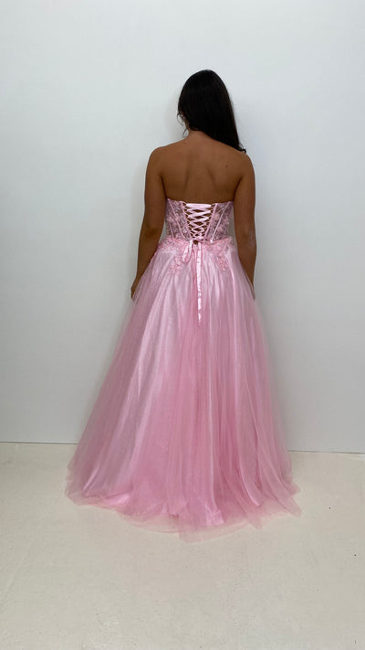 Baby Pink Strapless Corset Ball Gown