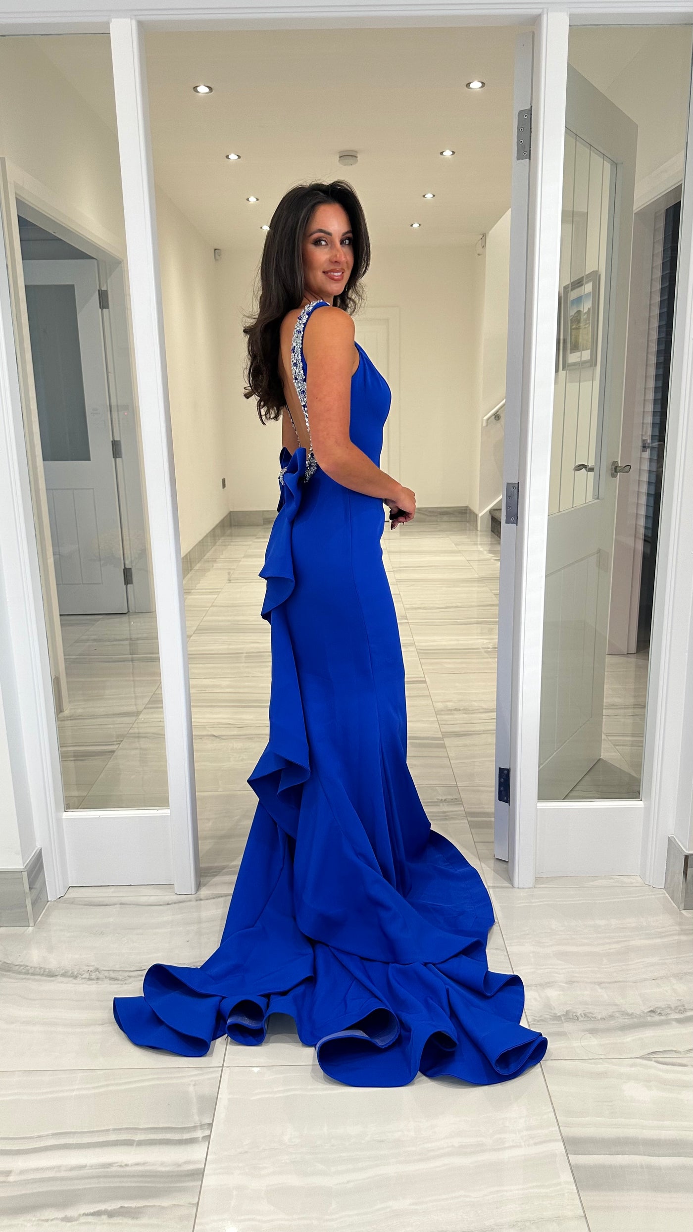 Royal Blue Bow Back Prom Dress