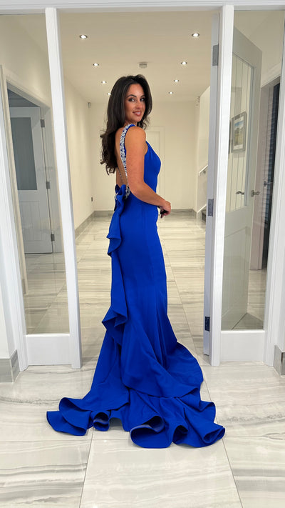 Royal Blue Bow Back Prom Dress