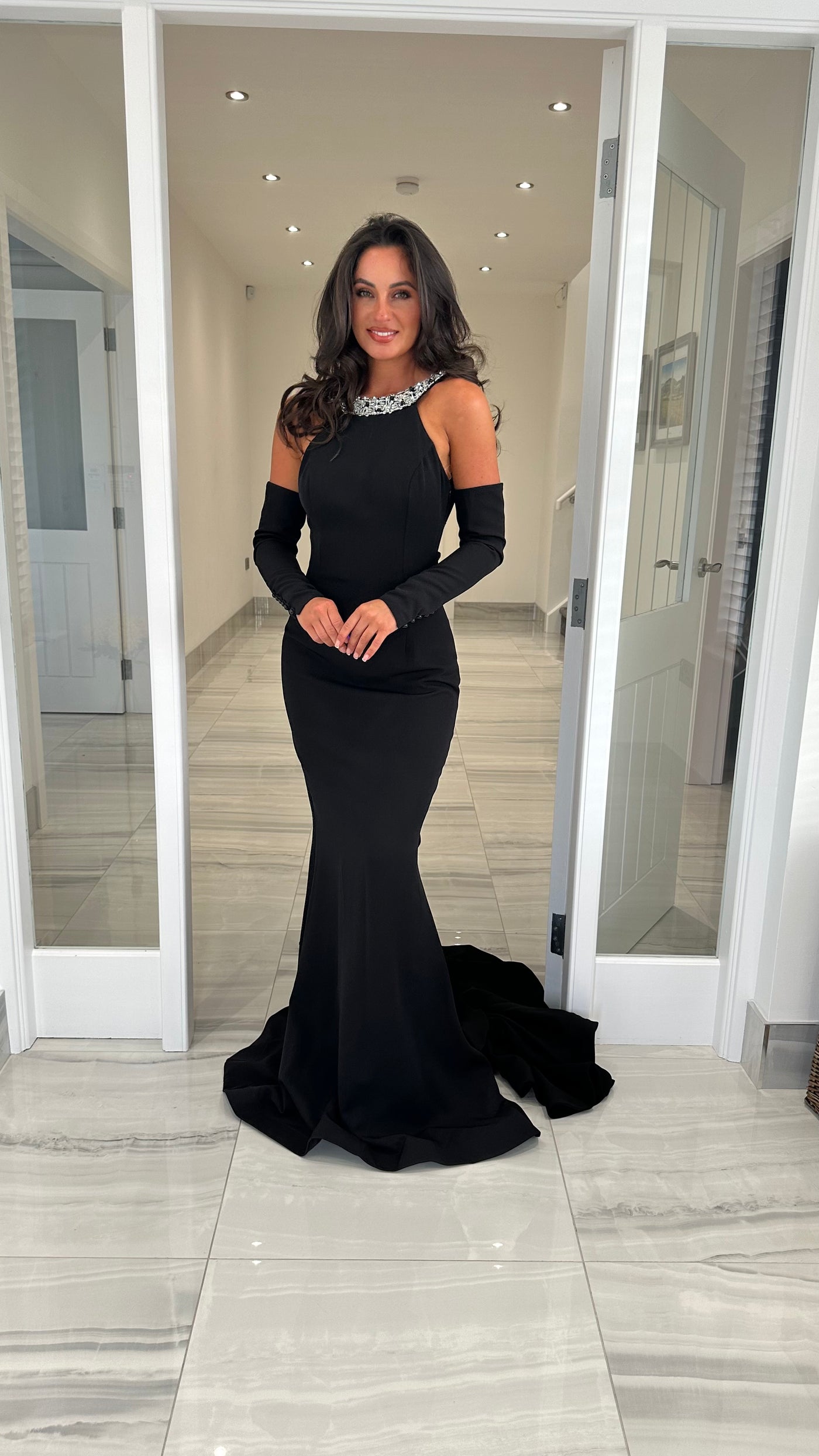 Black Bow Back Prom Dress