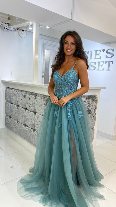 Sage Ball Gown Prom Dress