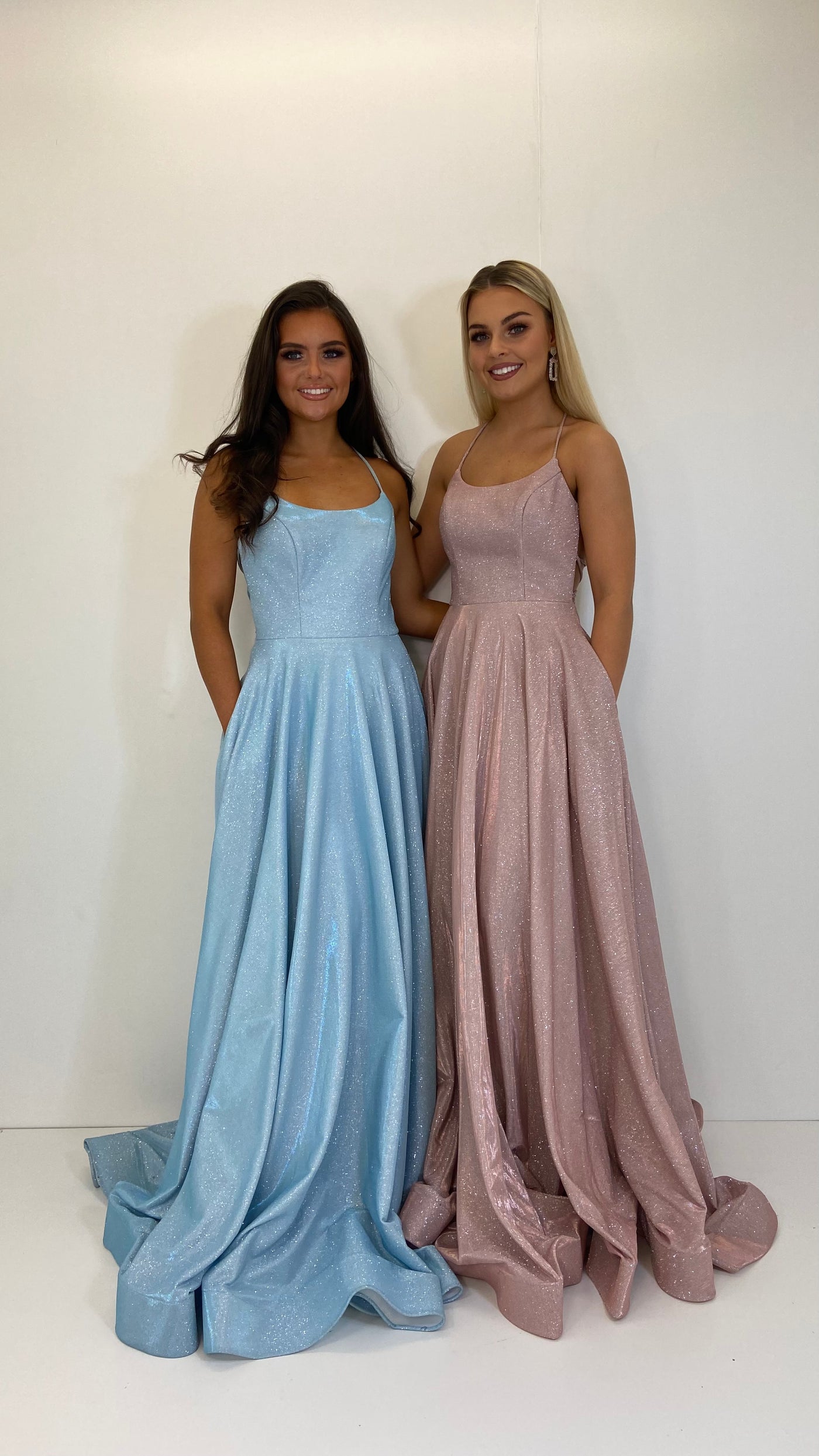 Rose Gold Glitter Tie Back Ball Gown Rosies Closet Rose Gold Glitter Tie Back Ball Gown Rosies Closet