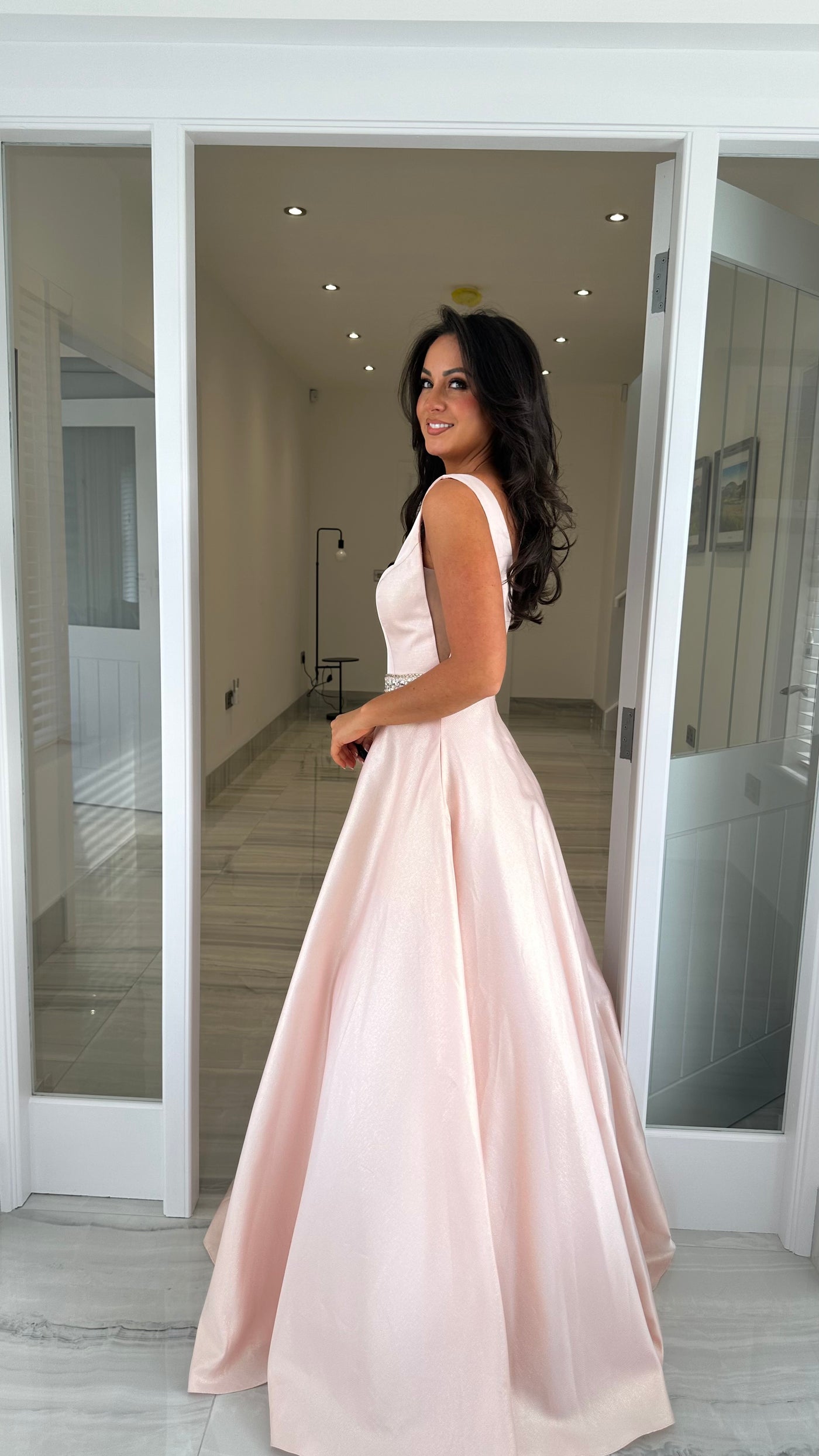 Baby Pink V-Neck Ball Gown – Rosies Closet