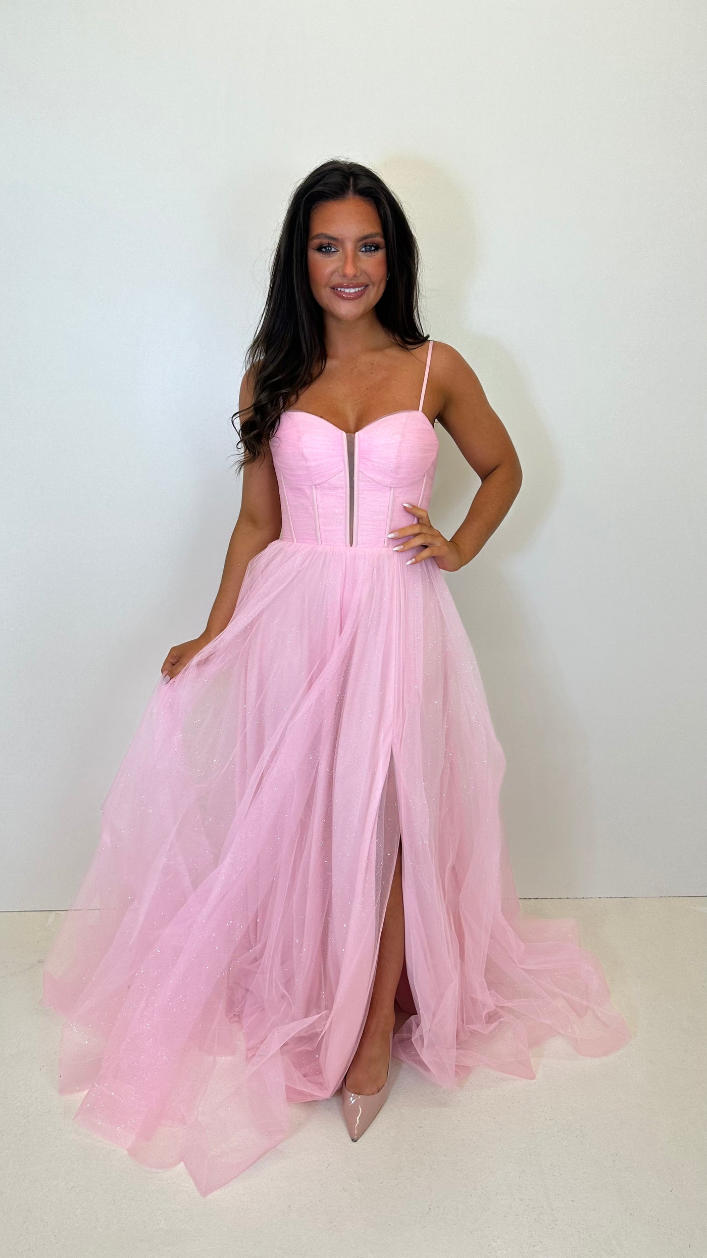 Ball Gown Baby Pink Sparkly Prom Dress Light Pink Prom Pink Formal
