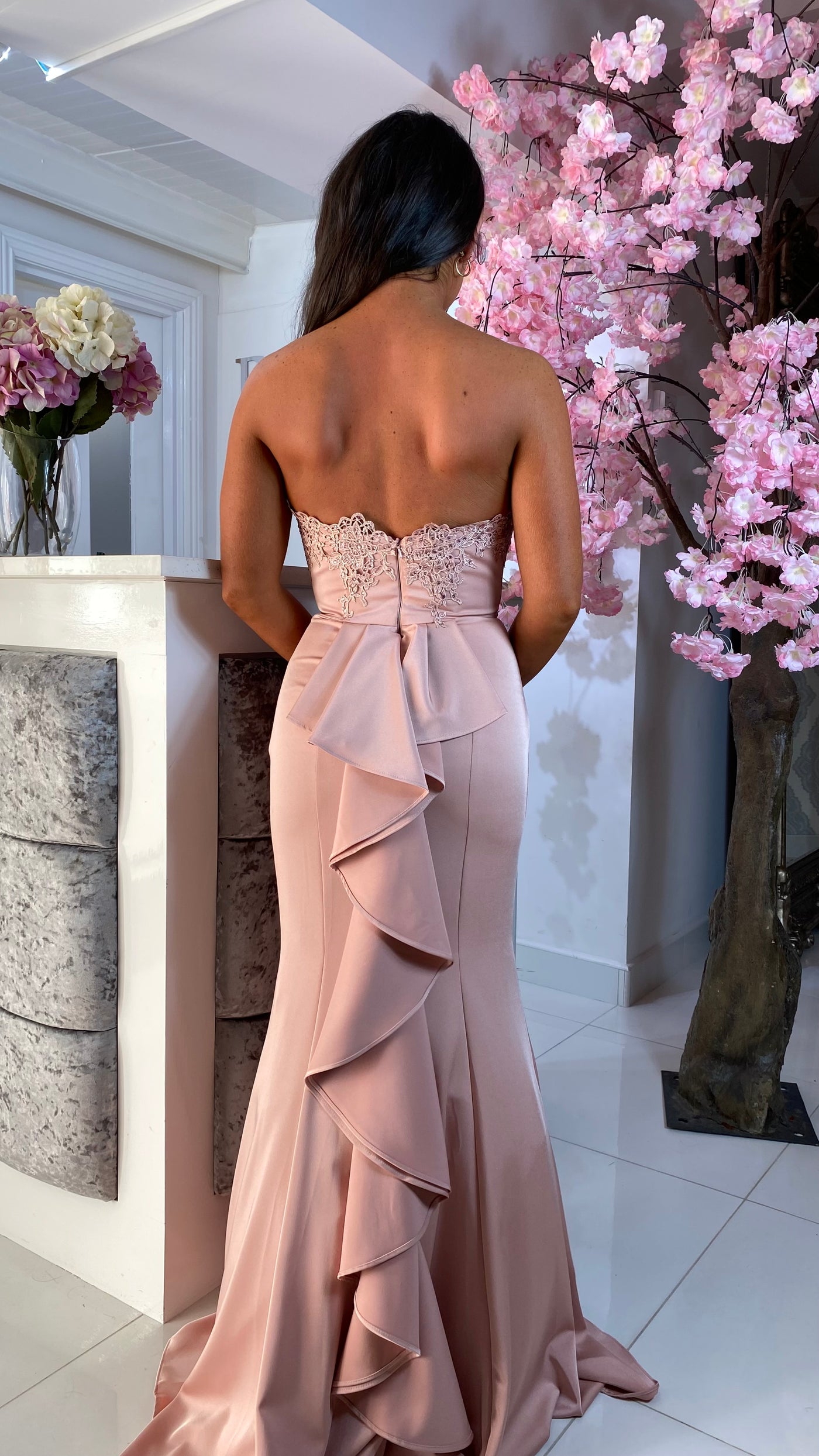 Baby Pink Ruffle Bum Gown
