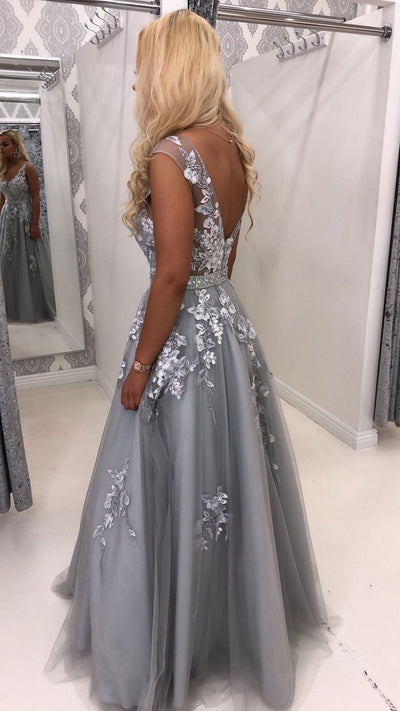 Silver Lace Style Ball Gown