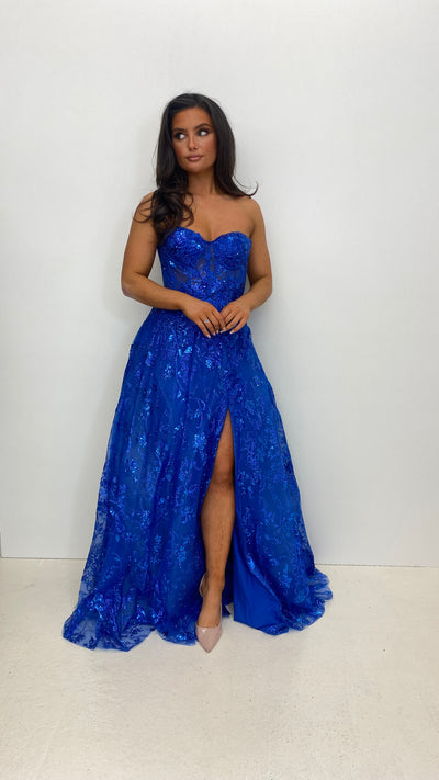 Royal Blue Strapless Corset Ball Gown